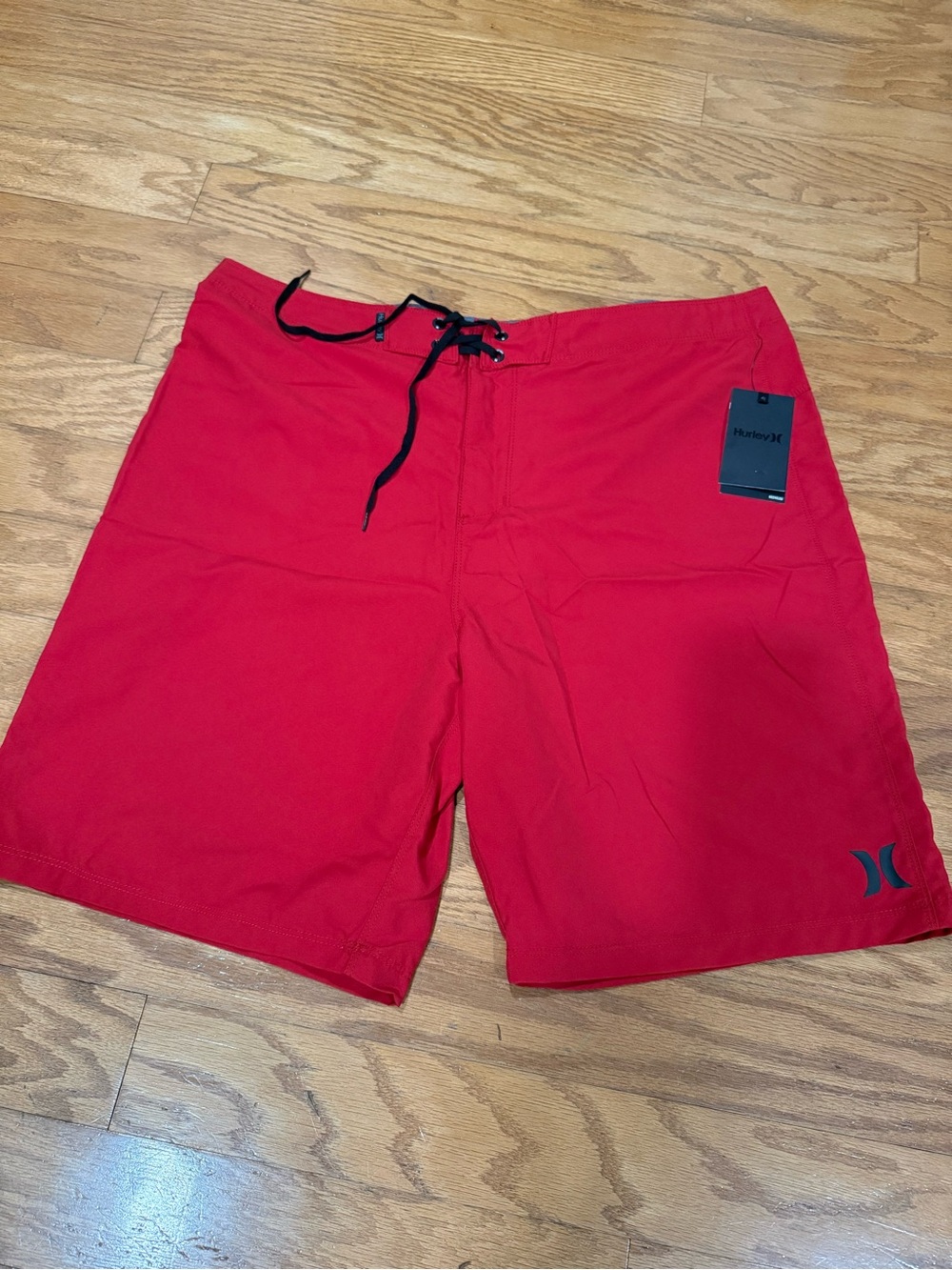 Hurley Men's Red Board Shorts with Black Drawstring